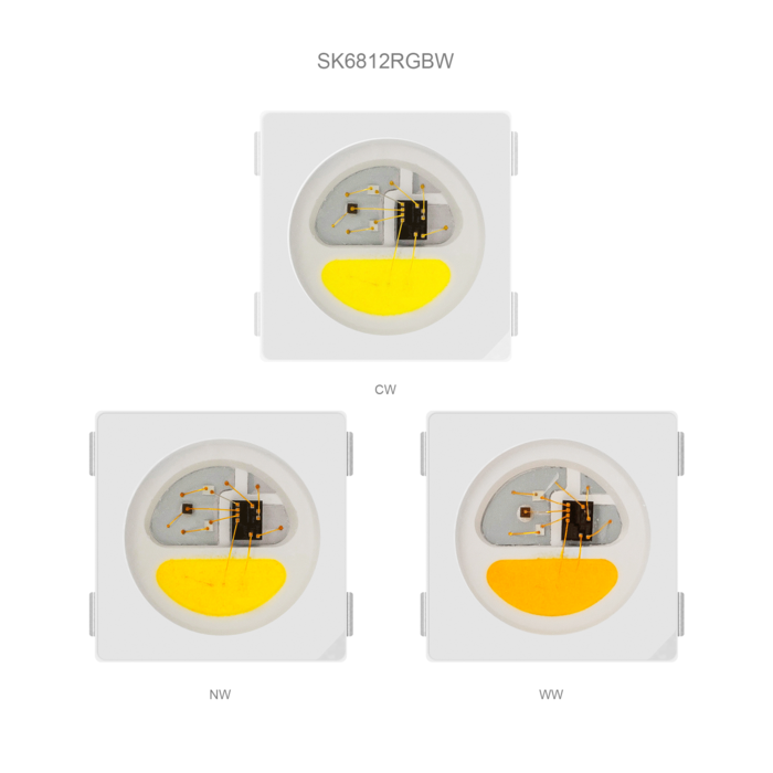 SK6812 RGBW/WW 5050 SMD Digital Intelligent Addressable LED Chip, DIY LED Chip, 1000PCS By Sale